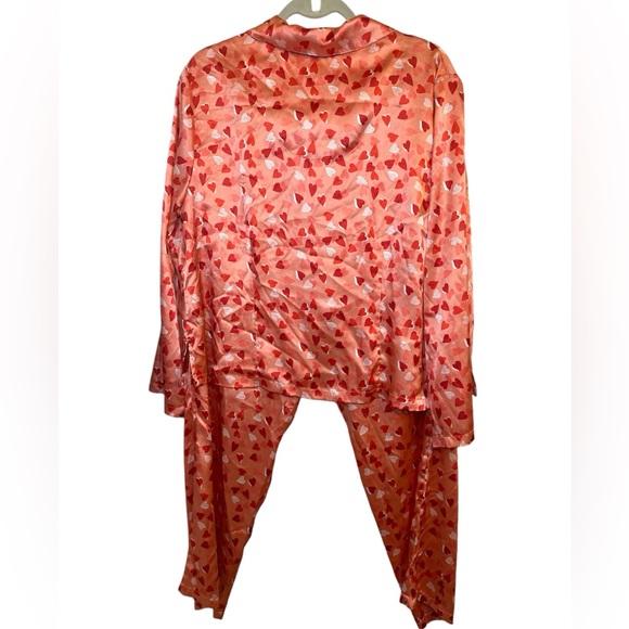 Cabernet | Soft Coral Hearts Robe, Top & Bottom Set Size Top & Bottom L Robe XL - Picture 7 of 8